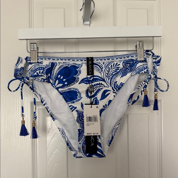 La Blanca Other - La Blanca Blue and White Floral Tie-Side Bikini Bottoms